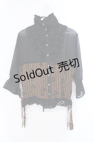 画像: h.NAOTO / Alice Through the Looking Glassブラウス M ブラック×ブラウン O-25-08-30-029-HN-BL-OW-OS