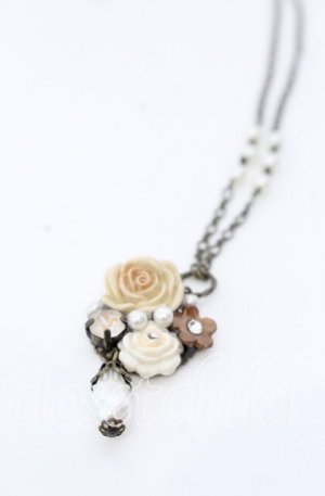 画像: hanakabeads / ミルクティーコラージュのpetitネックレス  アイボリー O-25-08-31-069-LO-AC-OW-OS