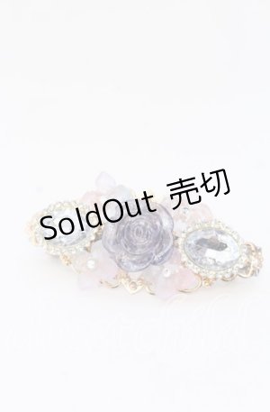 画像: 薫乃園 / ローズとビジューのバレッタ  ラベンダー O-25-08-31-071-LO-AC-OW-OS