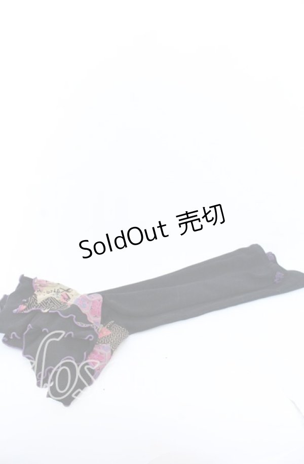 画像1: Qutie Frash / 和柄切替チャイナボタンアームカバー  ブラック O-25-08-31-074-QU-ZA-OW-ZT487-F002 (1)