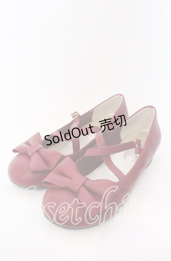 画像1: axes femme kawaii / クロスベルトリボンパンプス L ワイン O-25-08-31-076-AX-SH-OW-OS (1)