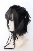 画像1: metamorphose / Magical moon light レースフリルヘッドドレス  クロ O-25-08-31-091-ME-AC-OW-OS (1)