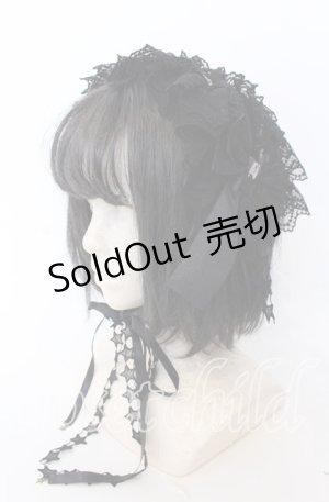 画像: metamorphose / Magical moon light レースフリルヘッドドレス  クロ O-25-08-31-091-ME-AC-OW-OS