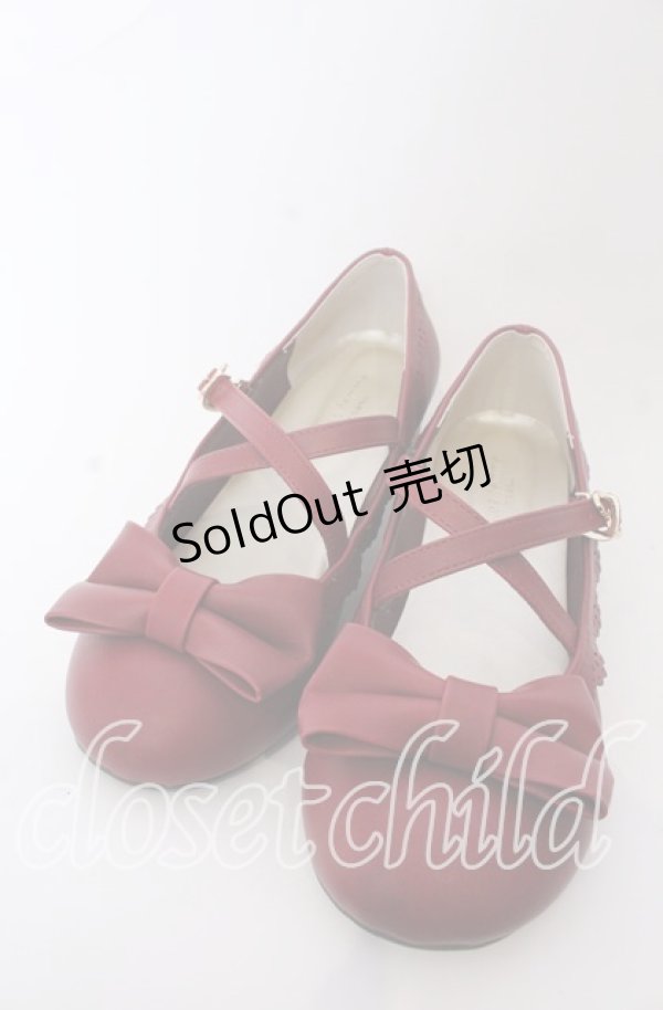 画像1: axes femme kawaii / クロスベルトリボンパンプス L ワイン O-25-08-31-095-AX-SH-OW-OS (1)