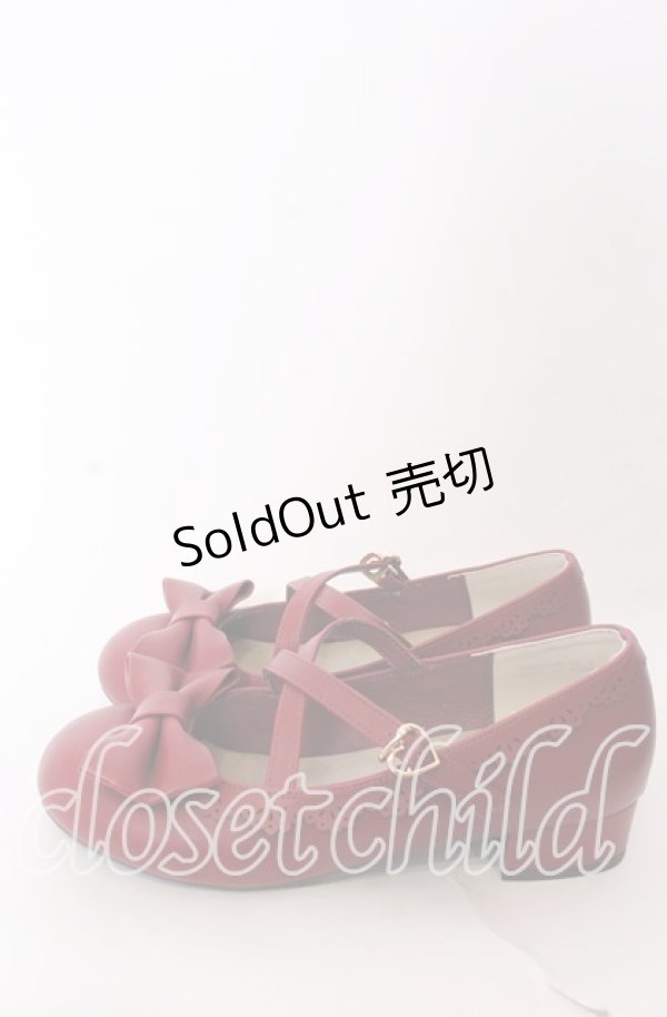 画像2: axes femme kawaii / クロスベルトリボンパンプス L ワイン O-25-08-31-095-AX-SH-OW-OS (2)