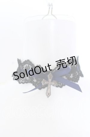画像: Moi-meme-Moitie / クロスロゴチャームレースチョーカー  ブラック×ネイビー O-25-08-31-017-MO-AC-OW-OS