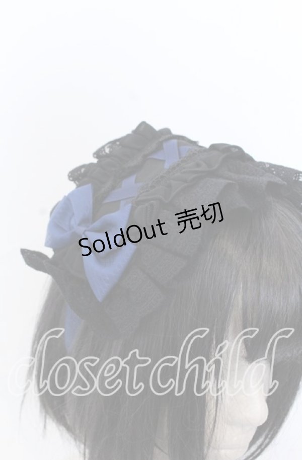 画像2: ATELIER PIERROT / Lace-up Frill Headdress  ブラック×ネイビー O-25-08-31-047-EL-AC-OW-OS (2)