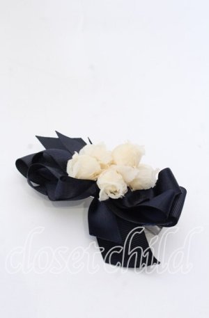 画像: axes femme / お花＆リボンヘアクリップ  ネイビー×キナリ O-25-08-31-054-AX-AC-OW-OS