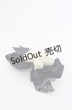 画像: axes femme / お花＆リボンヘアクリップ  ネイビー×キナリ O-25-08-31-054-AX-AC-OW-OS