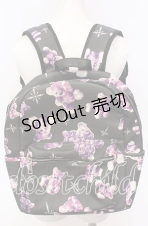 画像: TRAVAS TOKYO / 総柄プリントバックパック  ブラックｘパープル O-25-09-03-026-PU-BG-YM-ZT0916A