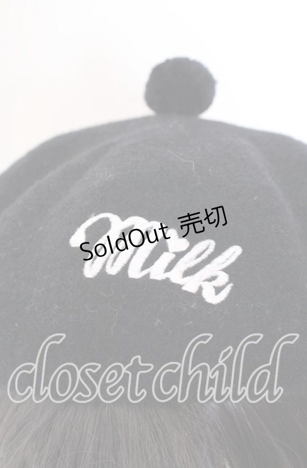 画像2: MILK / ポンポン付きベレー  クロ O-25-09-03-027-ML-AC-OW-OS (2)