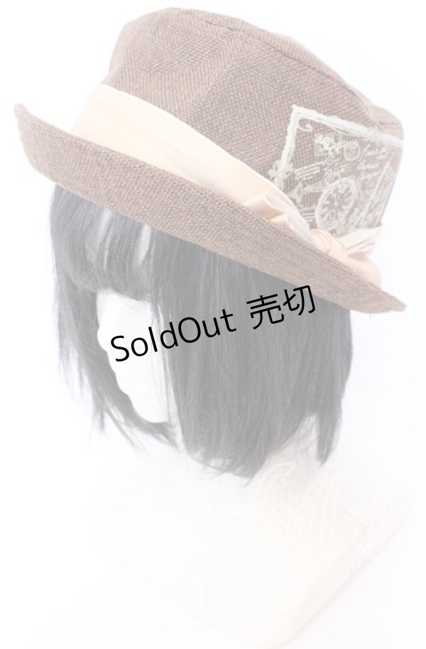 画像1: axes femme / プリント入りカンカン帽  ブラウン系 O-25-09-03-034-AX-AC-IG-OS (1)