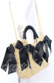画像1: 【SALE】INGEBORG / リボンデザインメイズバッグ  ナチュラル×クロ O-25-09-03-004-LO-BG-IG-ZT501 (1)