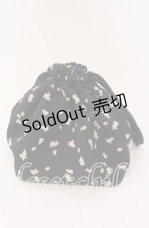 画像: INGEBORG / ちりめんうさぎ巾着  クロ O-25-09-03-058-LO-ZA-IG-OS