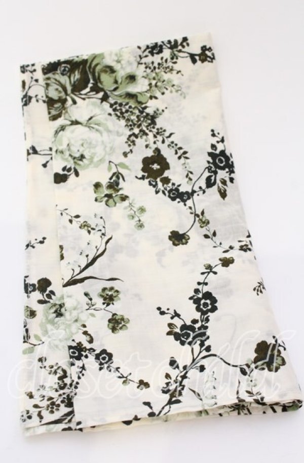 画像2: INGEBORG / ハンカチーフ  薔薇柄 アイボリー×グリーン系 O-25-09-03-059-LO-ZA-IG-OS (2)