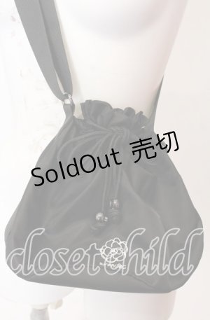 画像: 【SALE】INGEBORG / カメリア巾着ショルダーバッグ  クロ O-25-09-03-016-LO-BG-OW-ZT-K023