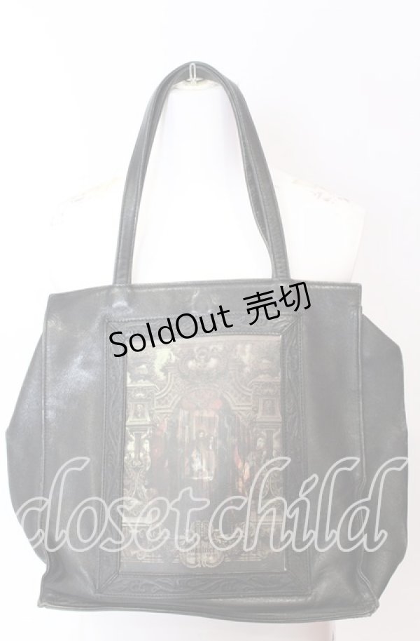 画像1: Jean Paul GAULTIER / 宗教画柄トートバッグ  ブラック O-25-09-03-021-GO-BG-IG-ZT-K023 (1)