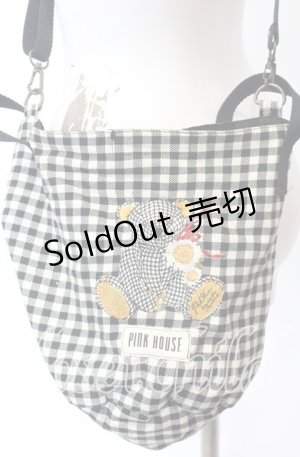 画像: PINK HOUSE / 刺繍入り円柱バッグ  クロ×オフ O-25-09-03-023-LO-BG-IG-OS