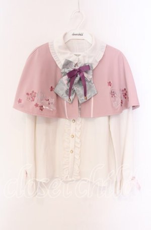 画像: Amavel / 鈴猫みくじの縁結ケープ付ブラウス F ピンクｘシロ O-25-09-04-028-CA-BL-YM-OS