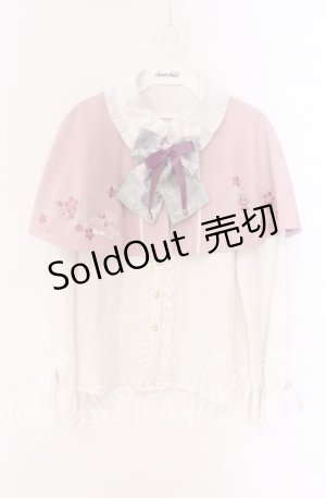 画像: Amavel / 鈴猫みくじの縁結ケープ付ブラウス F ピンクｘシロ O-25-09-04-028-CA-BL-YM-OS
