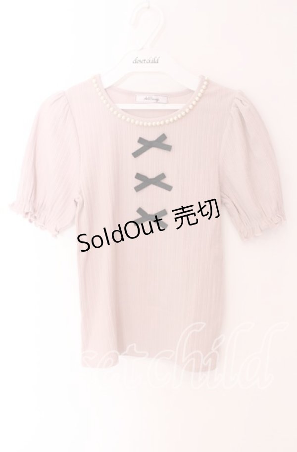 画像1: Ank Rouge / パール配色3つリボントップス M ピンク O-25-09-04-037-CA-TO-OW-OS (1)