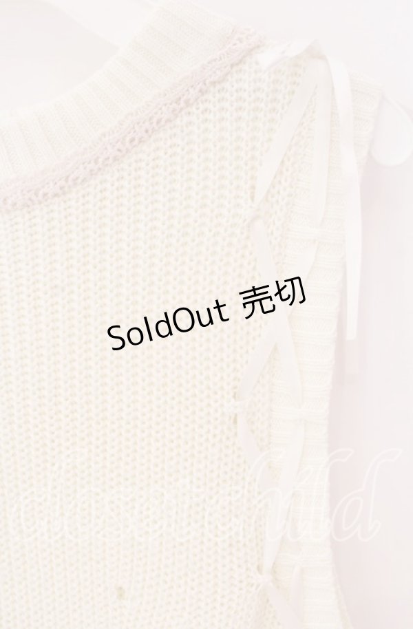 画像2: axes femme / レースアップノースリニットワンピース M キナリ O-25-09-04-042-AX-OP-OW-OS (2)