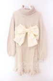 画像1: merry jenny / リボンニットワンピース F ベージュ O-25-09-04-050-LO-TO-OW-ZT383 (1)