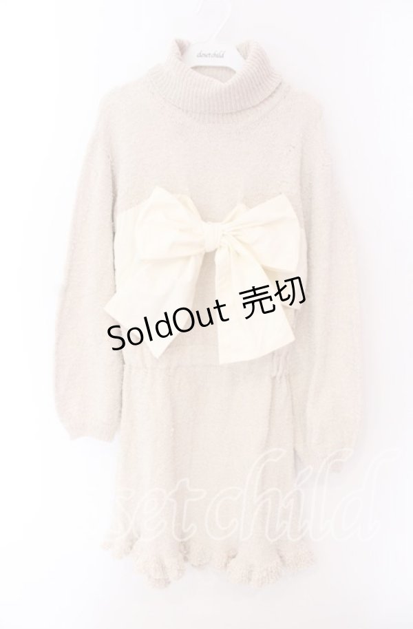 画像1: merry jenny / リボンニットワンピース F ベージュ O-25-09-04-050-LO-TO-OW-ZT383 (1)