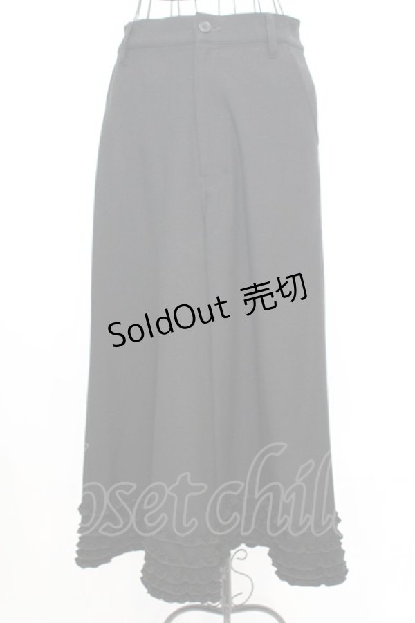 画像1: PINK HOUSE / フリル使いストレッチパンツ 3（M） クロ O-25-09-04-1004-LO-PA-IG-OS (1)