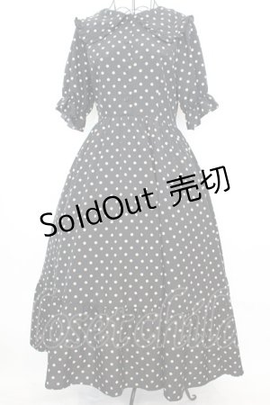 画像: m petit by misako / 梨地水玉半袖ワンピース L クロ O-25-09-04-1037-LO-OP-OW-OS