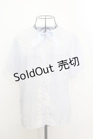 画像: axes femme kawaii / ドットチュール半袖ブラウス M サックス O-25-09-04-1010-AX-BL-YM-ZT082