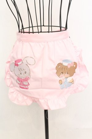 画像: axes femme kawaii / mikkoコラボ刺繍エプロン  ピンク O-25-09-04-1014-AX-SK-OW-OS