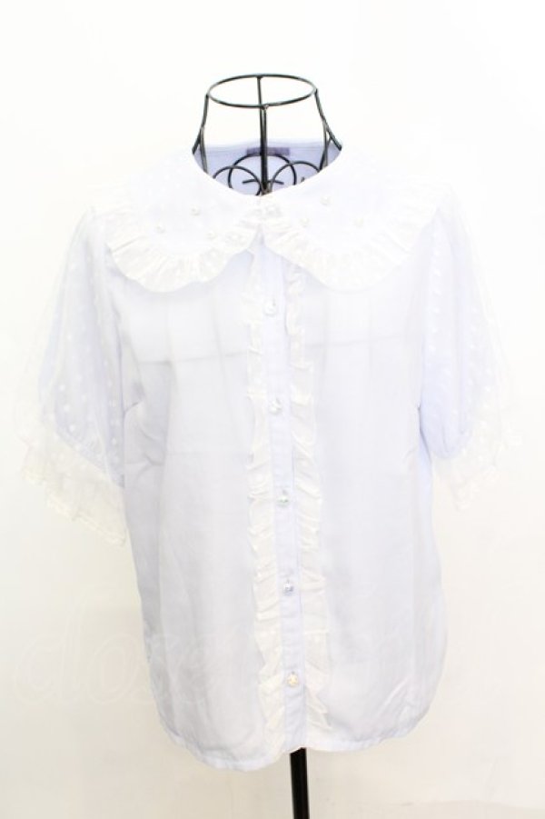 画像1: axes femme kawaii / ドットチュール半袖ブラウス M ラベンダー O-25-09-04-1016-AX-BL-OW-ZT085 (1)