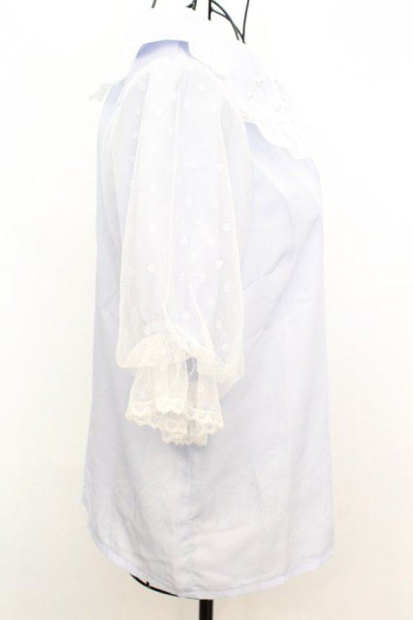 画像2: axes femme kawaii / ドットチュール半袖ブラウス M ラベンダー O-25-09-04-1016-AX-BL-OW-ZT085 (2)