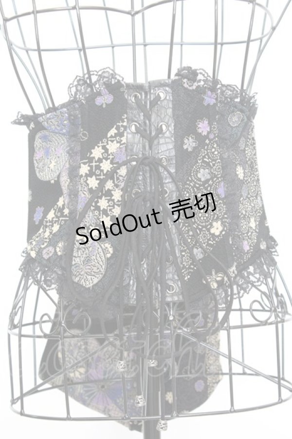 画像1: Qutie Frash / ちりめんリボン帯コルセット  ブラック O-25-09-04-1018-QU-TO-OW-OS (1)