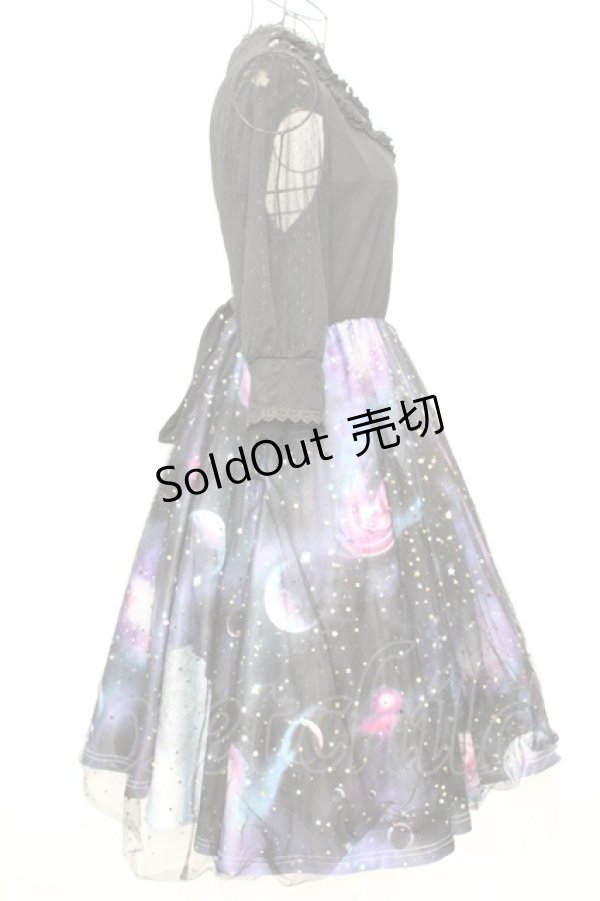 画像4: Favorite / 宇宙柄×星空チュールワンピース  ブラックｘブルー O-25-09-04-1026-LO-OP-YM-OS (4)