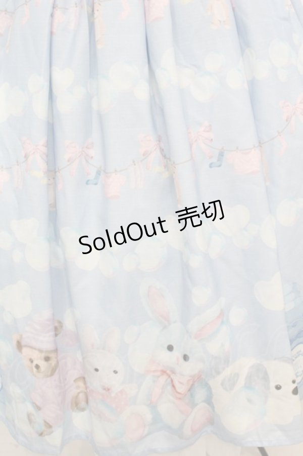 画像2: axes femme kawaii / ランドリー柄ジャンスカ M サックス O-25-09-04-1030-AX-OP-YM-OS (2)