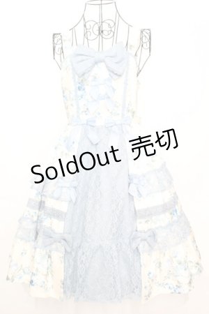 画像: axes femme kawaii / アンティークローズ柄ジャンパースカート M アイボリーｘブルー O-25-09-04-1031-AX-OP-YM-OS