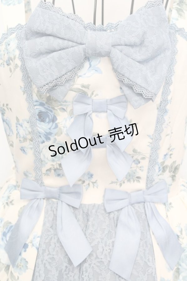 画像2: axes femme kawaii / アンティークローズ柄ジャンパースカート M アイボリーｘブルー O-25-09-04-1031-AX-OP-YM-OS (2)