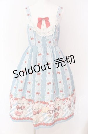 画像: axes femme kawaii / クマパフェ総柄ジャンスカ M サックス O-25-09-04-006-AX-OP-IG-OS
