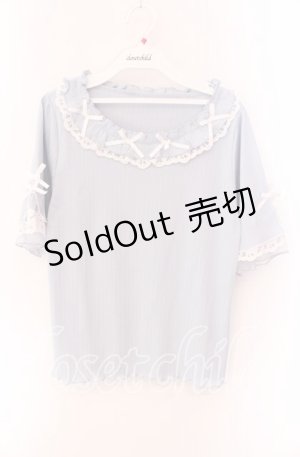 画像: axes femme / リボン×レース×フリルプルオーバー F サックス O-25-09-04-072-AX-TO-OW-OS