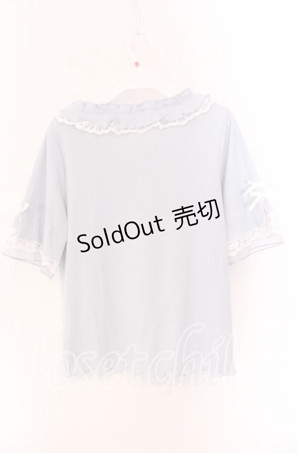 画像3: axes femme / リボン×レース×フリルプルオーバー F サックス O-25-09-04-072-AX-TO-OW-OS (3)