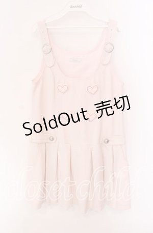 画像: MILK / ハートボタンサロペットジャンパースカート  ピンク O-25-09-04-078-ML-OP-IG-OS
