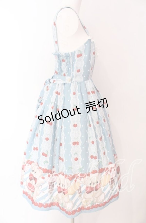 画像4: axes femme kawaii / クマパフェ総柄ジャンスカ M サックス O-25-09-04-006-AX-OP-IG-OS (4)