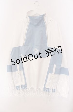 画像: ililil / ぬたコラボ切り替えデザイン猫耳アノラックパーカー  ブルーｘホワイト O-25-09-04-079-PU-TO-YM-OS