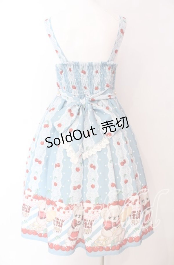 画像5: axes femme kawaii / クマパフェ総柄ジャンスカ M サックス O-25-09-04-006-AX-OP-IG-OS (5)