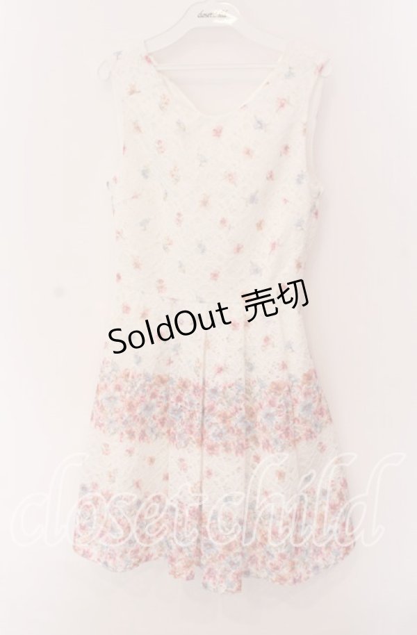 画像1: 【SALE】LIZ LISA / レースボーダーフラワーワンピース  シロ O-25-09-04-082-LO-OP-IG-ZT057 (1)