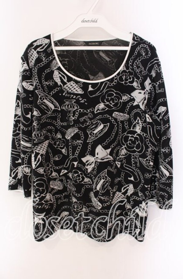 画像1: INGEBORG / シグネイチャー総柄カットソー 11 クロ O-25-09-04-083-LO-TO-IG-ZT237 (1)