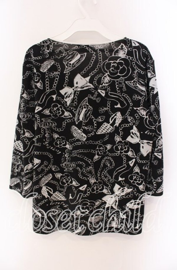 画像2: INGEBORG / シグネイチャー総柄カットソー 11 クロ O-25-09-04-083-LO-TO-IG-ZT237 (2)