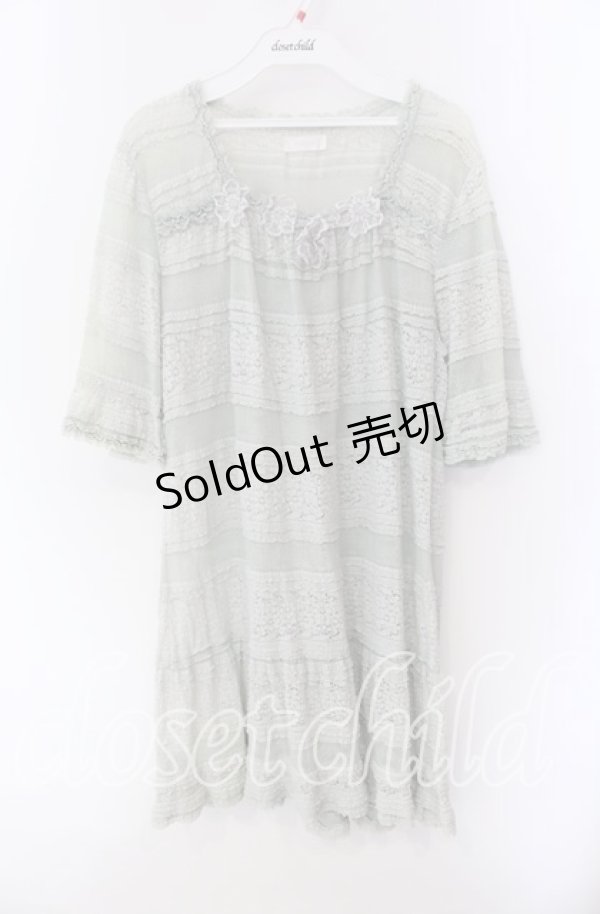 画像1: INGEBORG / フラワーモチーフ付き総レースチュニック 11 ミント O-25-09-04-088-LO-OP-IG-OS (1)
